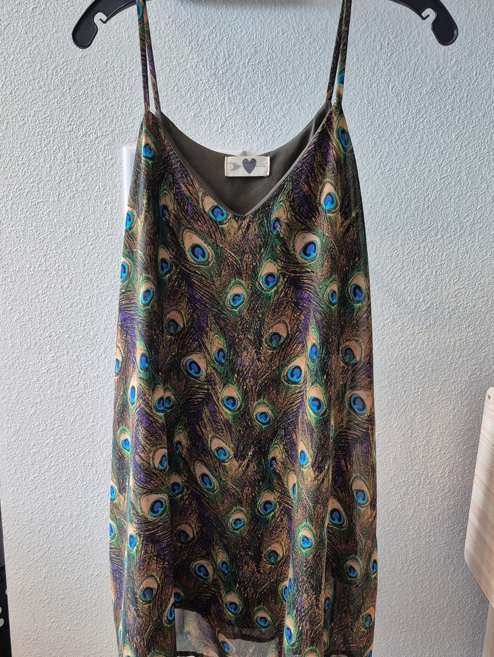 Honeylove Peacock-Print Satin Mini Dress - Green/Blue/Purple
